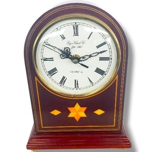 Westminster Chime quartz mantel or desk clock with a wood case and an arched top